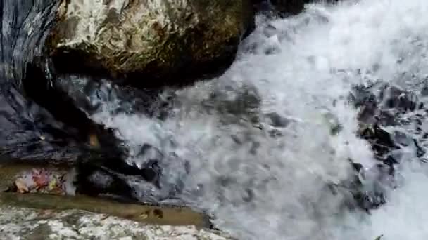 Schnelles Vorbeifließen Zwischen Steinen Nahaufnahme — Stockvideo