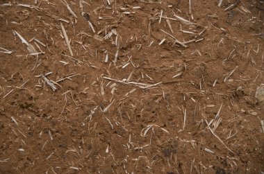 Wall plastered with mud closeu