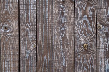 Eski kahverengi boyalı ahşap duvar kapanışı