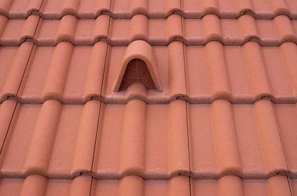 New Concrete Hooded Vent Tile Pvc Spigot Roof Close — Stock Photo, Image