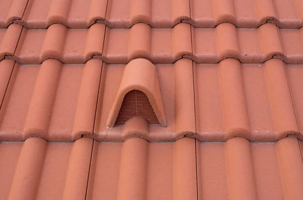 New Concrete Hooded Vent Tile Pvc Spigot Roof Close — Stock Photo, Image