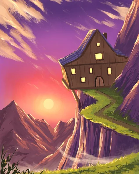 Fantasy House Mountains — стоковое фото