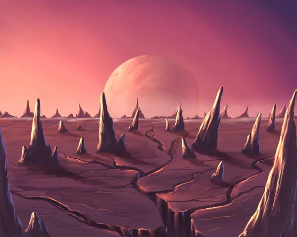 Sunset Alien Mountains — Stock Photo, Image
