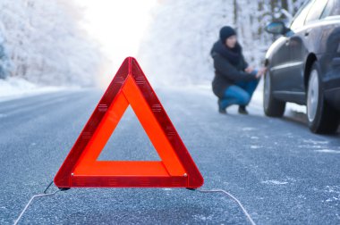 Winter driving - car breakdown clipart