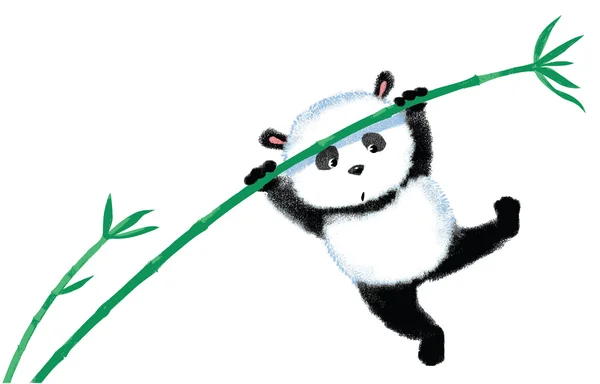 Skoki panda na bambus — Wektor stockowy