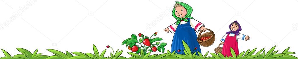 Girls picking berries