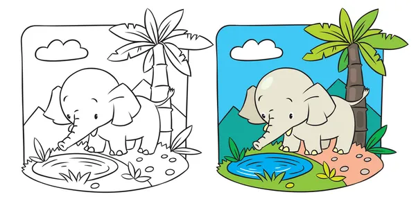 Elefante. Libro para colorear — Vector de stock