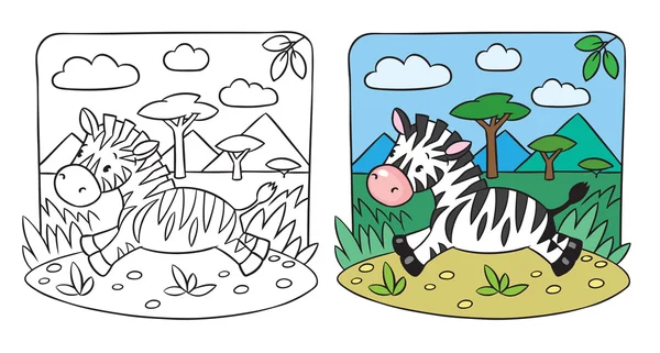 Pequeno livro para colorir Zebra — Vetor de Stock