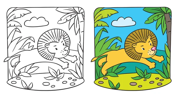 Μικρό λιοντάρι χρωματισμός βιβλίο — Διανυσματικό Αρχείο