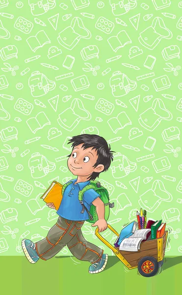 Template greeting card with schoolboy. — Stock Photo, Image
