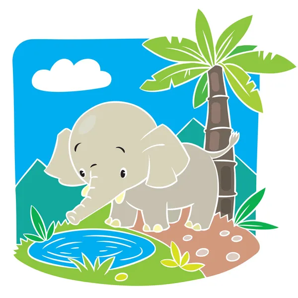 Ilustración vectorial infantil de elefante . — Vector de stock