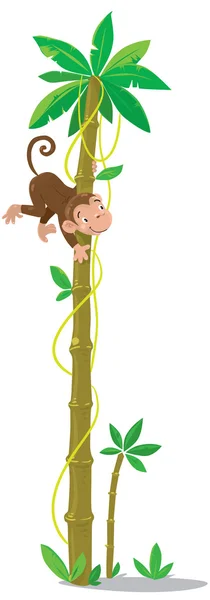 Palmier avec singe drôle — Image vectorielle