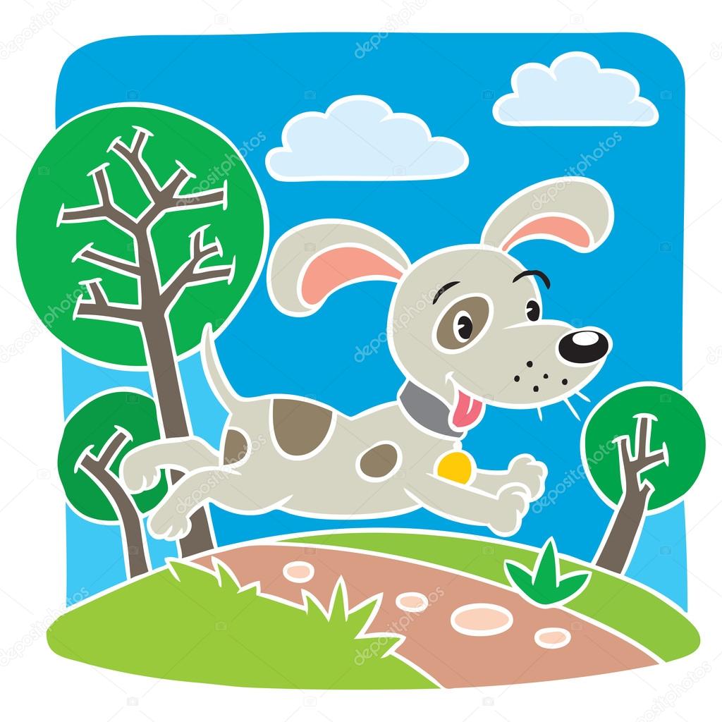 Children vector illustration of little dog