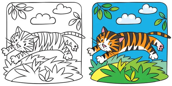 Pequeno livro de colorir tigre — Vetor de Stock