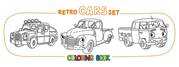 Grappig klein retro pick-up truck auto 's kleurboek — Stockvector