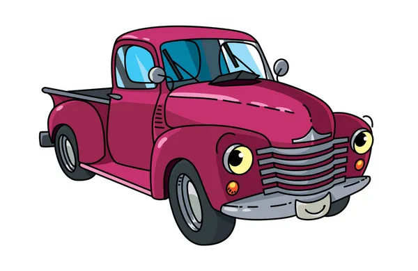 目のイラストと面白い小さな古いトラック — ストックベクタ
