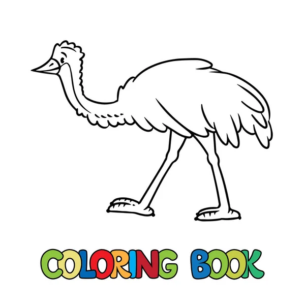 재미있는 에뮤 타조. 동물 색칠 책 시리즈 — 스톡 벡터