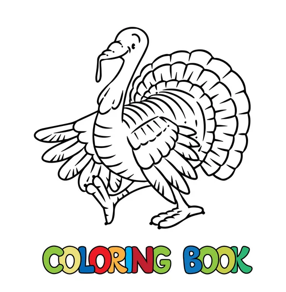Funny turkey. Farm animals coloring book series — Stock Vector