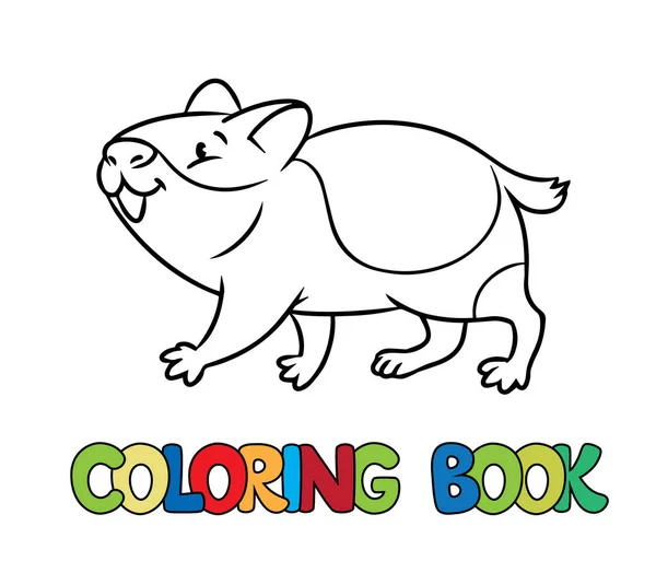 Un drôle de hamster ambulant. Livre de coloriage animal Vector — Image vectorielle