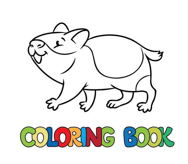 Strano criceto che cammina. Libro da colorare animale Vettore — Vettoriale Stock