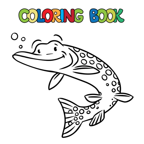 Pike en el libro para colorear agua. vector de niños — Archivo Imágenes Vectoriales