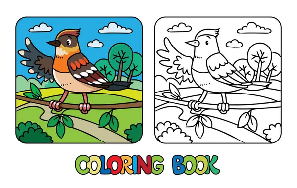 小鳥よ 動物のぬり絵 子供のベクターイラスト 枝の上の面白い鳥のぬりえページ — ストックベクタ