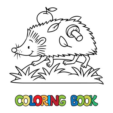 Komik kirpi. Çocuk boyama kitabı Vector i
