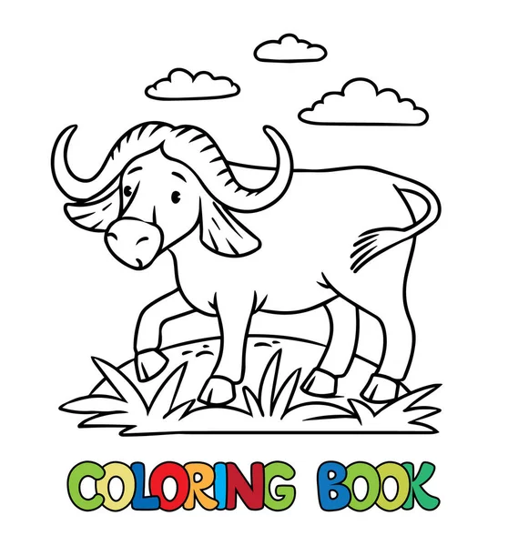 Funny wild buffalo coloring book. Alphabet Y — Vettoriale Stock