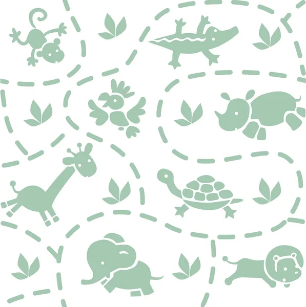 Seamless vector pattern with funny african animals — Vetor de Stock