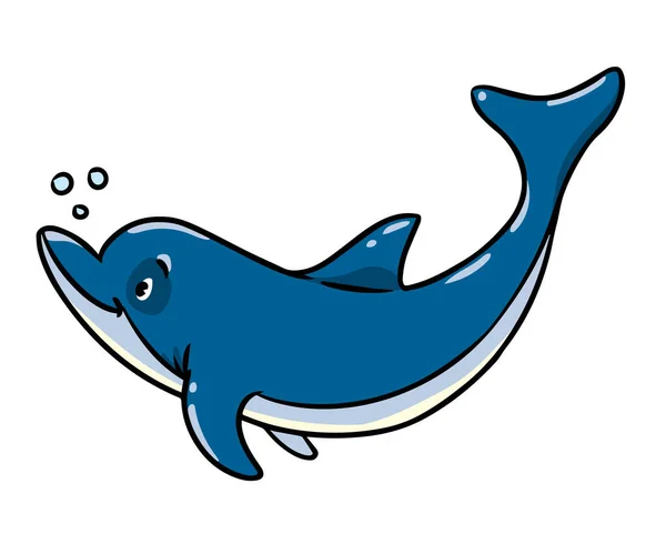 Dolphin in water. Kids vector animal illustration — Vetor de Stock