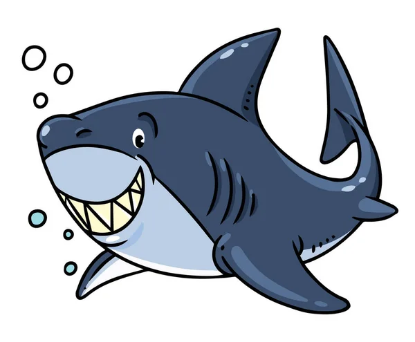 Shark in water. Funny kids vector illustration — Stock vektor