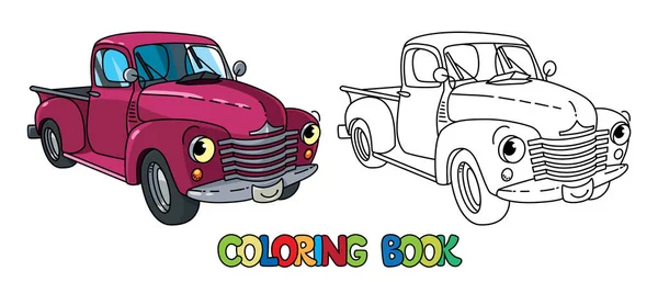 Pequeño Camión Viejo Divertido Camión Semi Camión Para Colorear Libro — Vector de stock