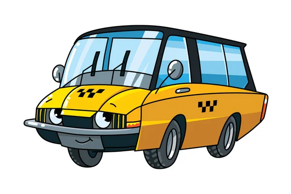 Rolig liten taxi bil med ögon vektor illustration — Stock vektor