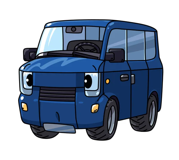 Kis autó szemekkel. Mini furgon vektor illusztráció — Stock Vector