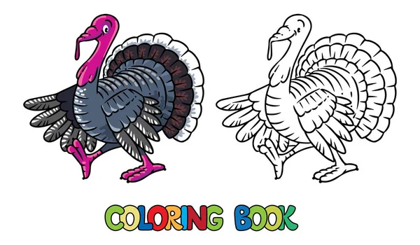 Qué gracioso pavo. Animales de granja para colorear libro serie — Archivo Imágenes Vectoriales