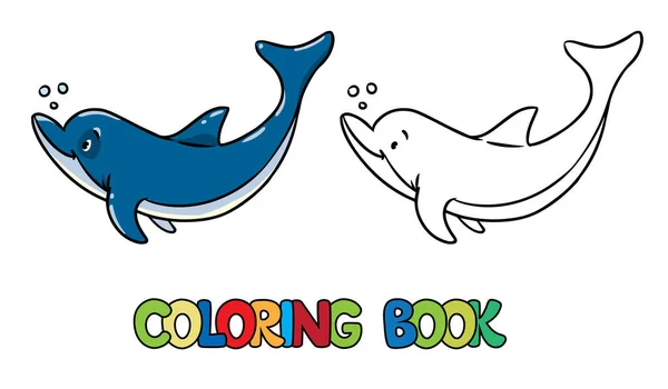 Delfín en el libro para colorear agua. vector de niños — Archivo Imágenes Vectoriales