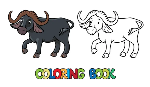 Divertido libro para colorear de búfalo salvaje. Alfabeto Y — Archivo Imágenes Vectoriales