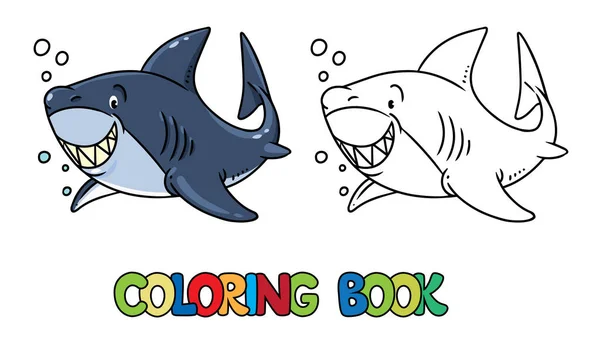 Tiburón en el libro para colorear agua. vector de niños — Archivo Imágenes Vectoriales