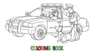 Polis memurları ve polis arabası. Boyama kitabı