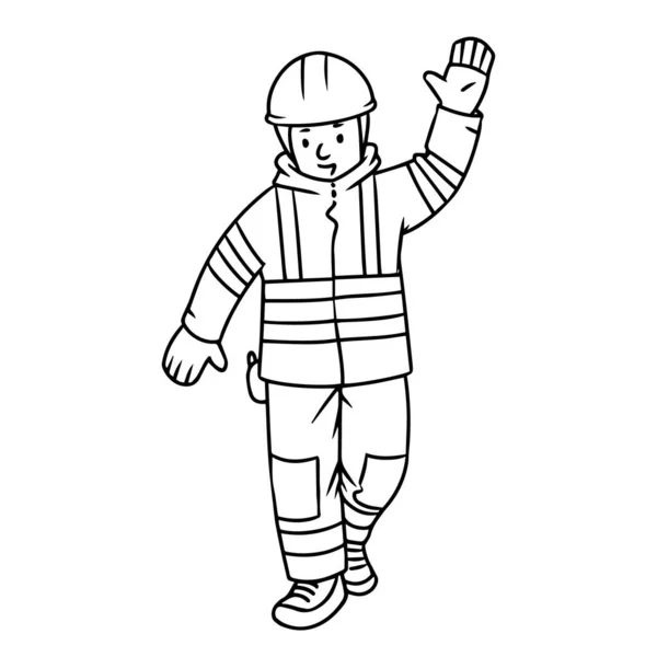 Lifeguard or rescuer waving by hand. Coloring book — Stockový vektor