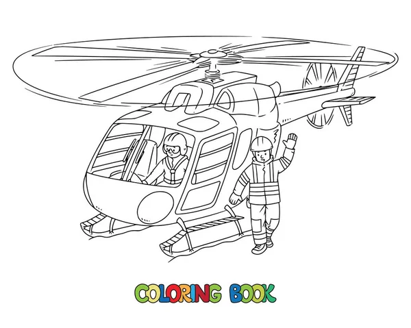 Rescue helicopter and and lifeguard. Coloring book —  Vetores de Stock