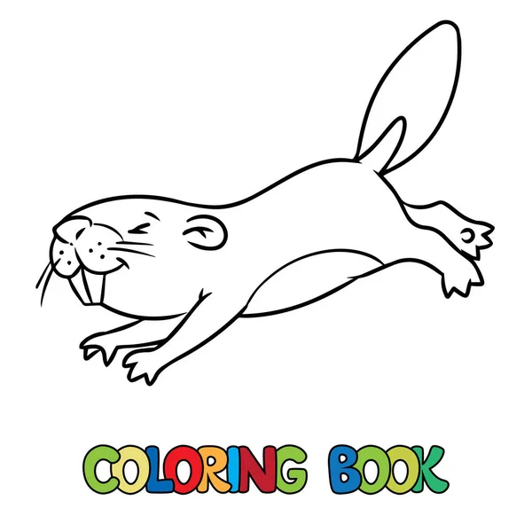 Funny diving beaver. Kids coloring book. Vector — ストックベクタ