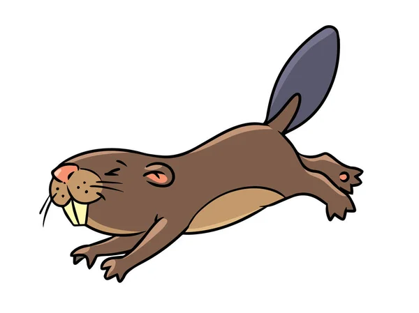 Funny diving beaver. Kids vector illustration — ストックベクタ