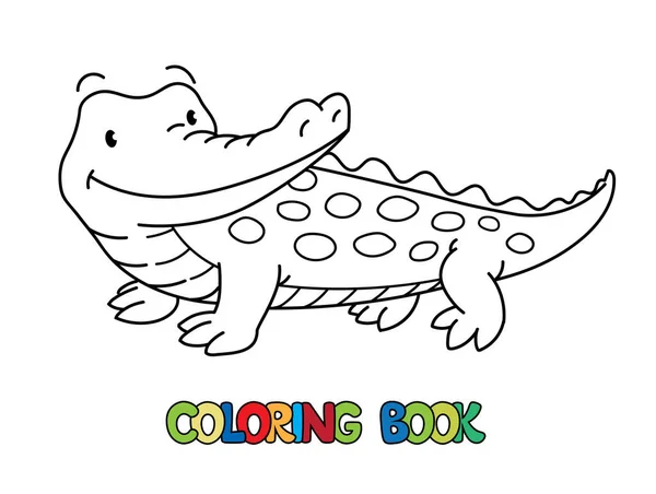 Libro para colorear de pequeño cocodrilo o cocodrilo — Vector de stock
