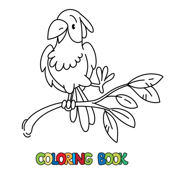 Papağan. Küçük komik kuş. Boyama kitabı — Stok Vektör