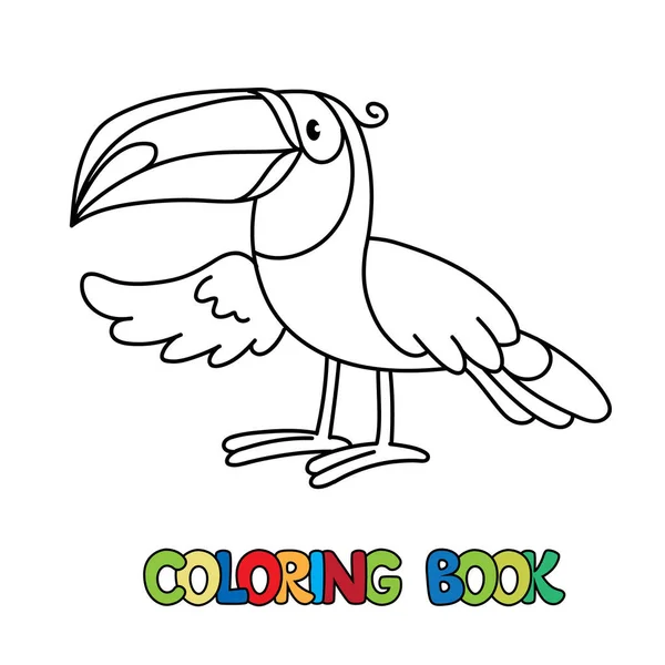 Engraçado tucano Colorir livro ou colorir imagem — Vetor de Stock