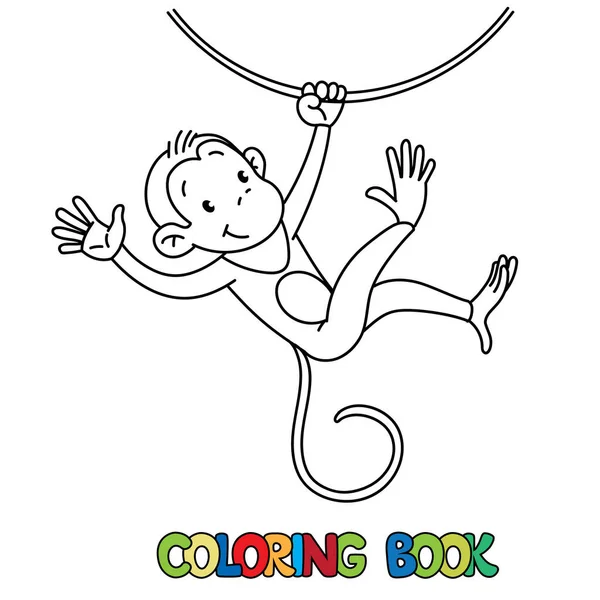 Colorir livro de macaco engraçado litle em lian —  Vetores de Stock