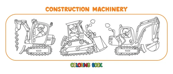 Sondaj Kamyonu Kazıcı Kazı Makinesi Buldozer Sürücüleri Olan Ağır Inşaat — Stok Vektör