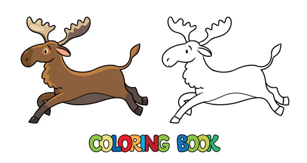 Libro Para Colorear Alces Jumpng Niños Vector Ilustración — Vector de stock