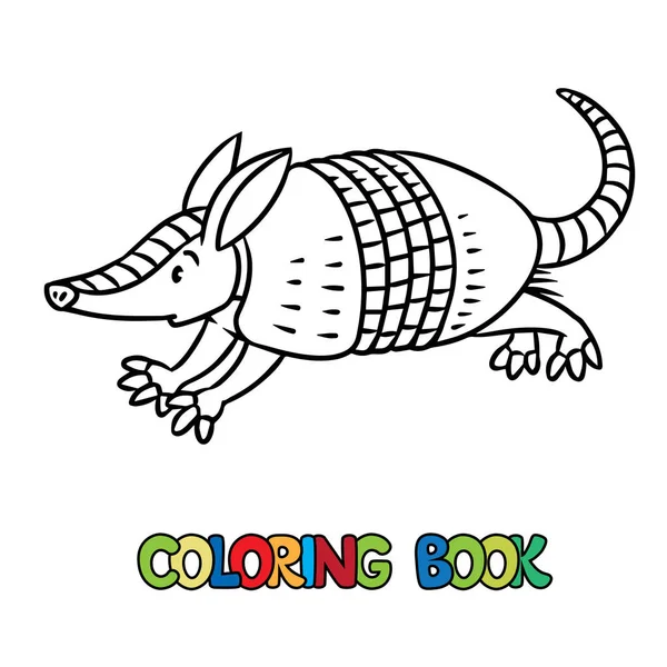 Armadillo Funny Small Animal Running Sand River Kids Coloring Book — Vettoriale Stock